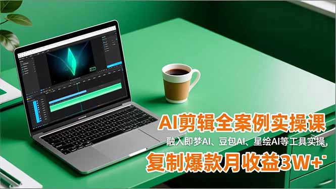 AI剪辑全案例实操课,融入即梦AI、豆包AI、星绘AI等工具实操,复制爆款月收益3W+-初遇资源网