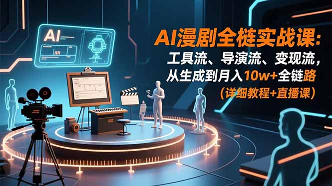 AI漫剧全栈实战课:工具流、导演流、变现流,从生成到月入10w+全链路 (详细教程+直播课)-初遇资源网