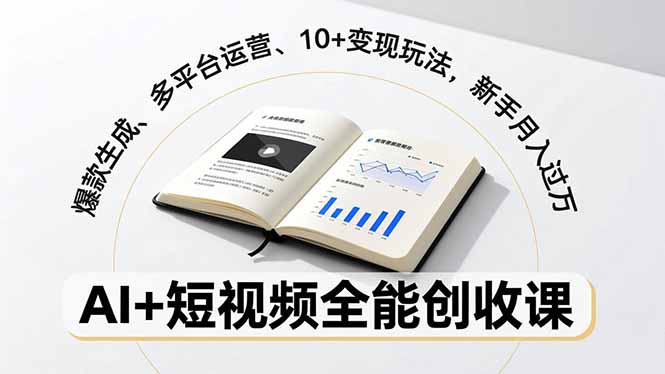 AI+短视频全能创收课,爆款生成、多平台运营、10+变现玩法,新手月入过万-初遇资源网