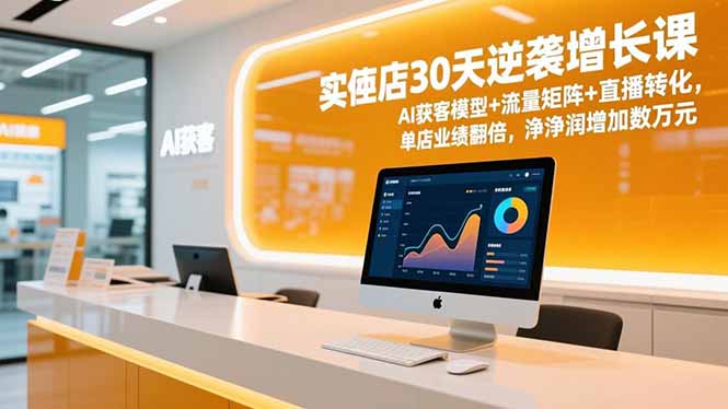 实体店30天逆袭增长课,AI获客模型+流量矩阵+直播转化,单店业绩翻倍,净利润增加数万元-初遇资源网