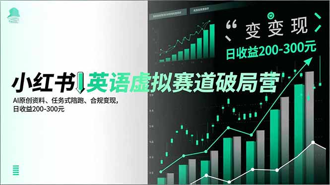 小红书英语虚拟赛道破局营,AI原创资料、任务式陪跑、合规变现,日收益200-300元-初遇资源网