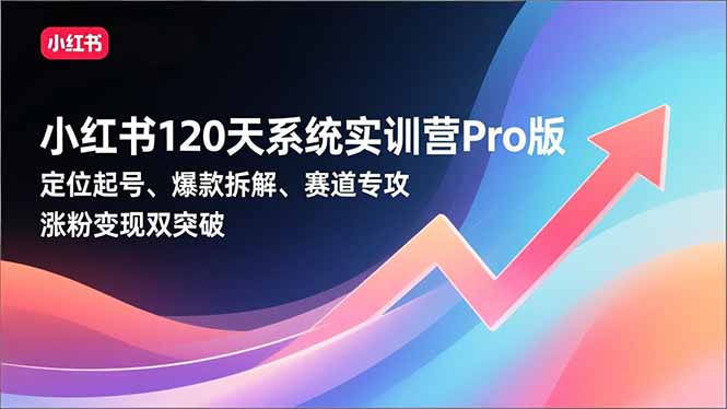 小红书120天系统实训营Pro版,定位起号、爆款拆解、赛道专攻,实现涨粉变现双突破-初遇资源网
