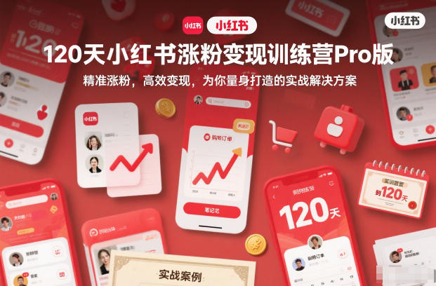 120天小红书涨粉变现训练营Pro版,精准涨粉,高效变现,为你量身打造的实战解决方案-初遇资源网