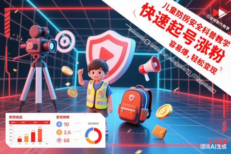 儿童防拐安全科普知识视频制作教学,快速起号涨粉,容易爆,轻松变现-初遇资源网