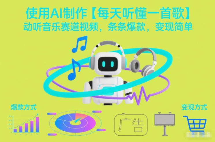 使用AI制作【每天听懂一首歌】动听音乐赛道视频,条条爆款,变现简单-初遇资源网