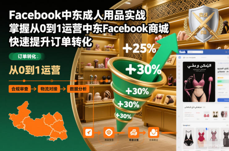 Facebook中东成人用品实战,掌握从0到1运营中东Facebook商城,快速提升订单转化-初遇资源网