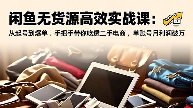 闲鱼无货源高效实战课：从起号到爆单，手把手带你吃透二手电商，单账号月利润破万-初遇资源网