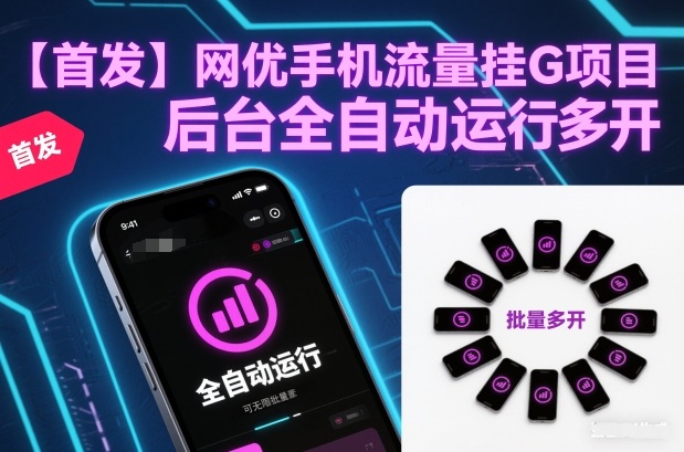 【首发】网优手机流量挂G项目,后台全自动运行,可无限批量多开-初遇资源网