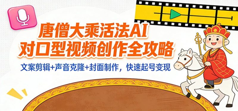 “大乘活法”AI对口型视频创作全攻略：文案剪辑+声音克隆+封面制作，快速起号变现-初遇资源网