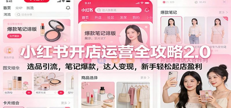 小红书开店运营全攻略2.0：选品引流，笔记爆款，达人变现，新手轻松起店盈利-初遇资源网