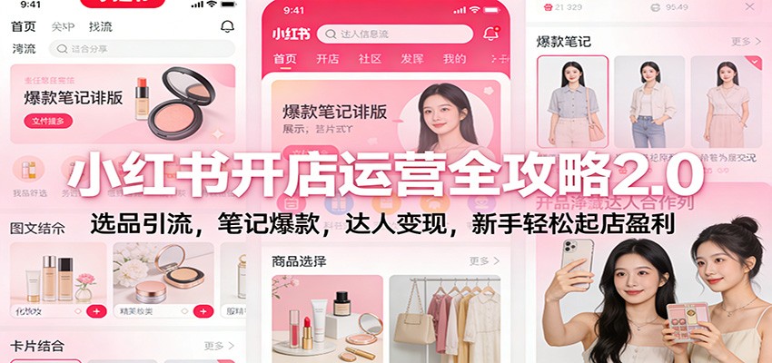 【福缘网创】小红书开店运营全攻略2.0：选品引流，笔记爆款，达人变现，新手轻松起店盈利 - 初遇资源网