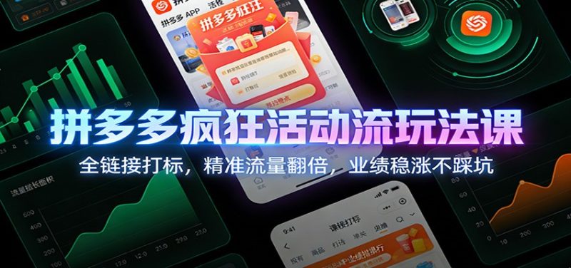 拼多多疯狂活动流玩法课:全链接打标,精准流量翻倍,业绩稳涨不踩坑-初遇资源网