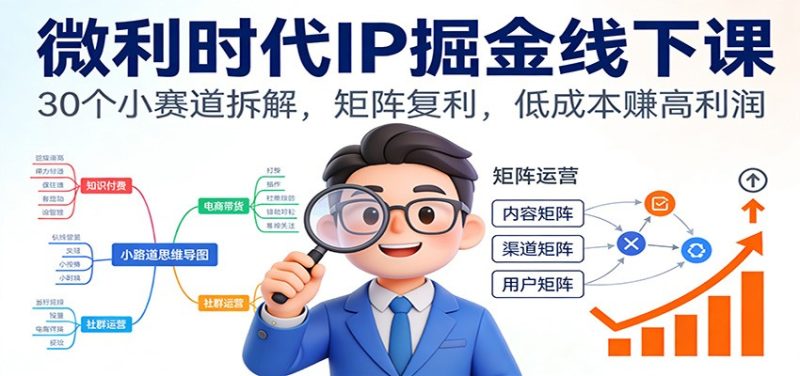 微利时代IP掘金线下课:30个小赛道拆解,矩阵复利,低成本赚高利润-初遇资源网