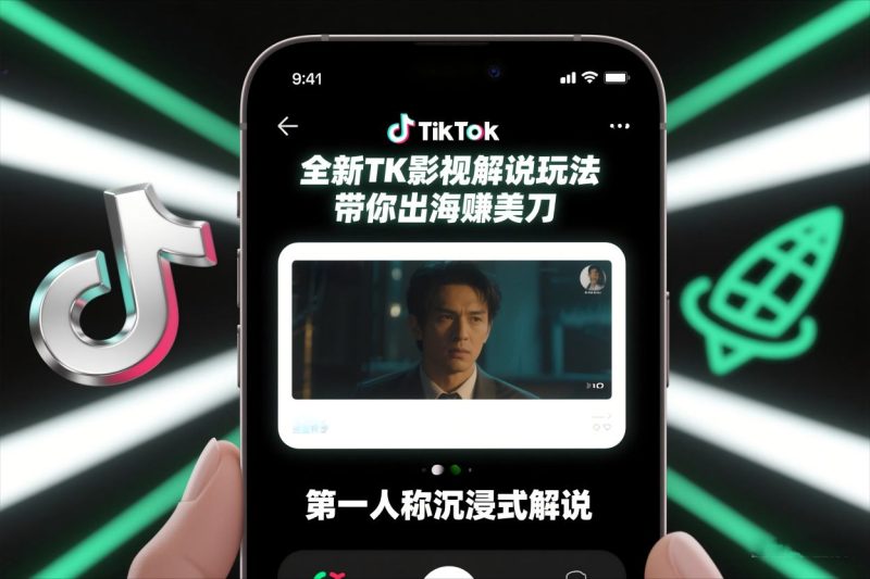 TikTok第一人称影视解说教学,全新TK影视解说玩法,带你出海賺美刀-初遇资源网