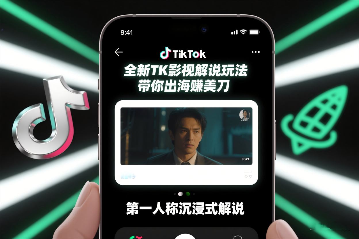 【冒泡网】TikTok第一人称影视解说教学，全新TK影视解说玩法，带你出海賺美刀 - 初遇资源网