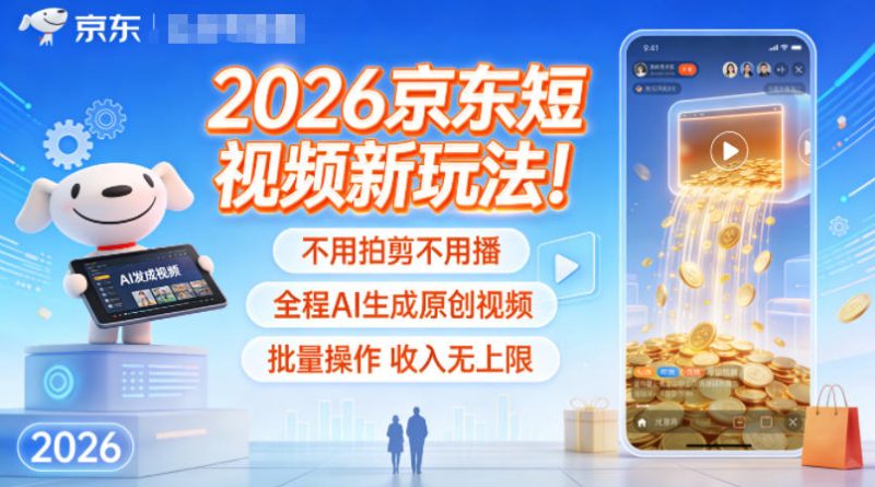 2026京东短视频新玩法!不用拍剪不用播,全程AI生成原创视频,批量操作收入无上限-初遇资源网