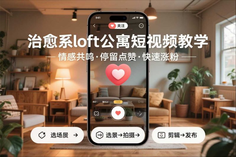 治愈系loft公寓短视频制作教学,情感共鸣引停留点赞关注,快速起号涨粉-初遇资源网