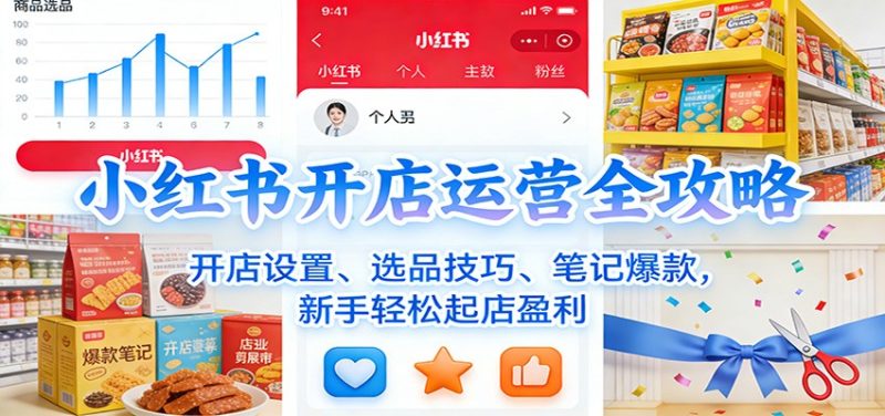 小红书开店运营全攻略：开店设置、选品技巧、笔记爆款，新手轻松起店盈利-初遇资源网