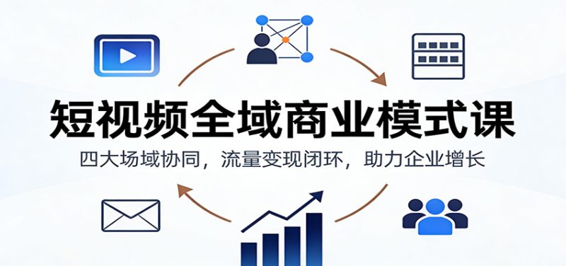 短视频全域商业模式课:四大场域协同,流量变现闭环,助力企业增长-初遇资源网