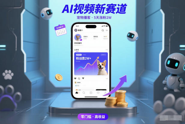 AI视频新赛道,宠物播客仅注册5天涨粉2W,收益非常可观-初遇资源网