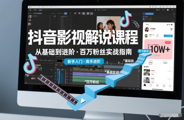 抖音百万粉丝影视解说课程,基础到进阶课,适合新手和进阶学习-初遇资源网