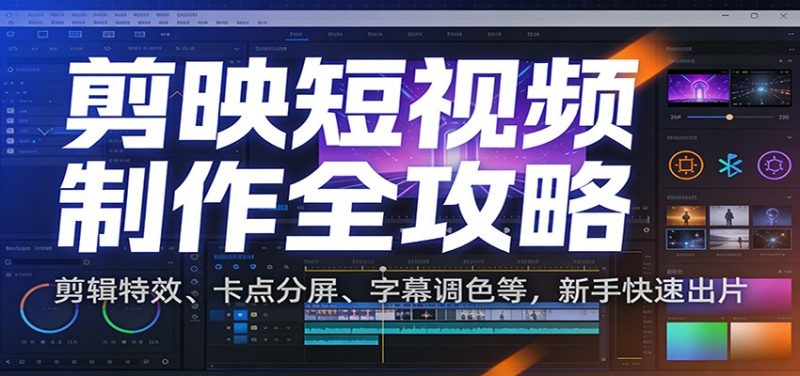 剪映短视频制作全攻略:剪辑特效、卡点分屏、字幕调色等,新手快速出片-初遇资源网