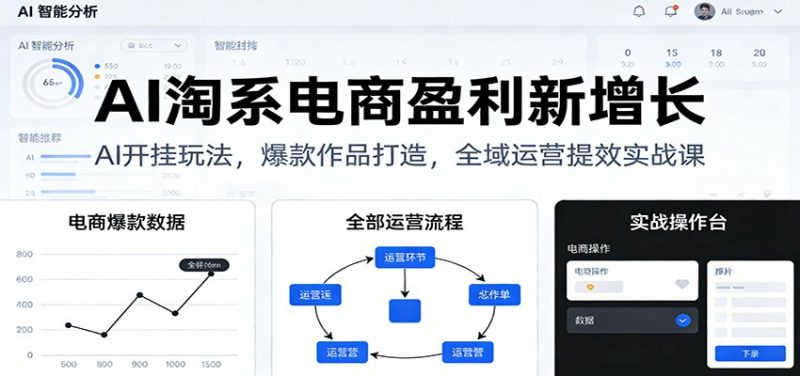 AI淘系电商盈利新增长,AI开挂玩法,爆款作品打造,全域运营提效实战课-初遇资源网
