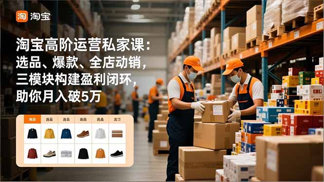 淘宝高阶运营私家课:选品、爆款、全店动销,三模块构建盈利闭环,助你月入破5万(更新12月)-初遇资源网