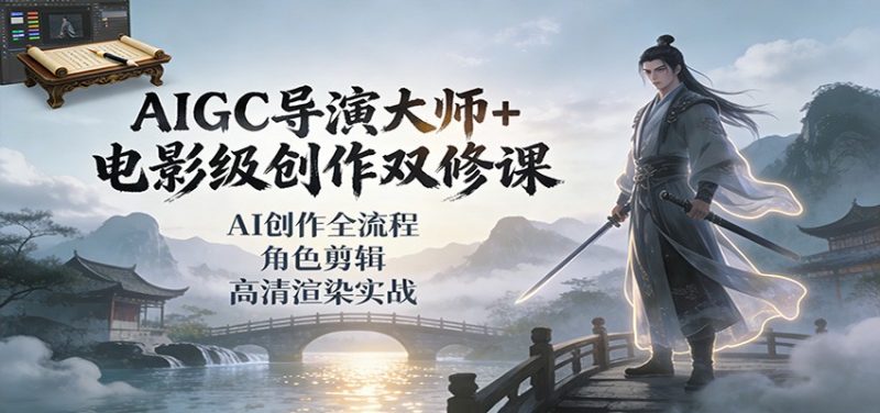 AIGC导演大师+电影级创作双修课:AI创作全流程、角色剪辑、高清渲染实战-初遇资源网