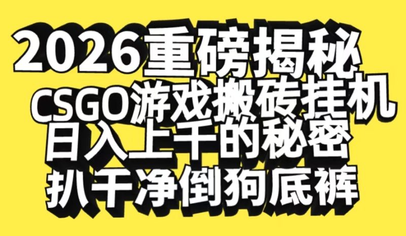 2026开年重磅解密,CSGO游戏搬砖挂机日入上千的秘密,把倒狗的底裤扒干-初遇资源网
