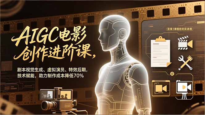 AIGC电影创作进阶课,剧本视觉生成、虚拟演员、特效后期,技术赋能,助力制作成本降低70%-初遇资源网