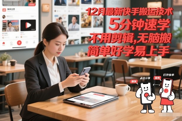 12月最新快手搬运技术,5分钟速学,不用剪辑无脑搬,简单好学易上手-初遇资源网