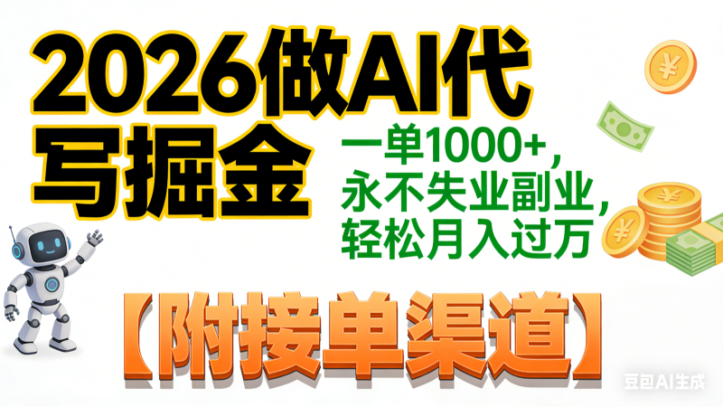2026做AI代写掘金,一单1000+,永不失业副业,轻松月入过万,【附接单渠道】-初遇资源网