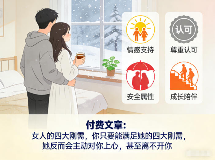 付费文章：女人的四大刚需，你只要能满足她的四大刚需，她反而会主动对你上心，甚至离不开你-初遇资源网