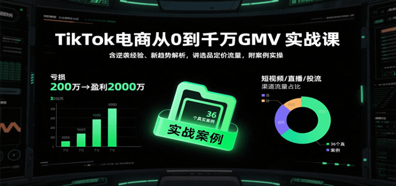 TikTok电商从0到千万GMV实战课,含逆袭经验、新趋势解析,讲选品定价流量等(更新)-初遇资源网