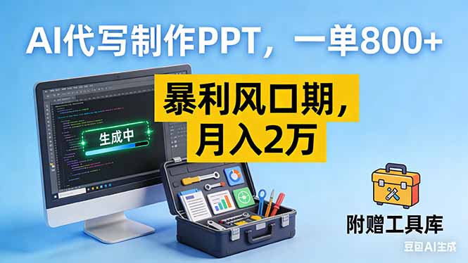 AI代写制作PPT,一单800+, 暴利风口期,月入2万【附工具】-初遇资源网
