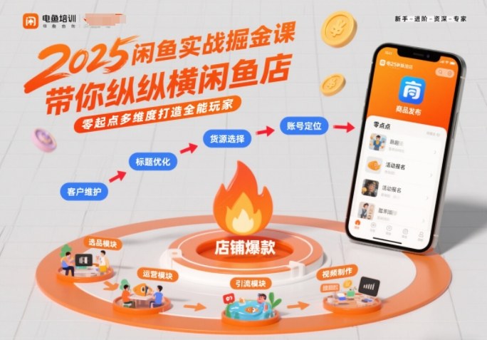 2025闲鱼实战掘金课，带你纵横闲鱼店，零起点多维度打造全能玩家-初遇资源网