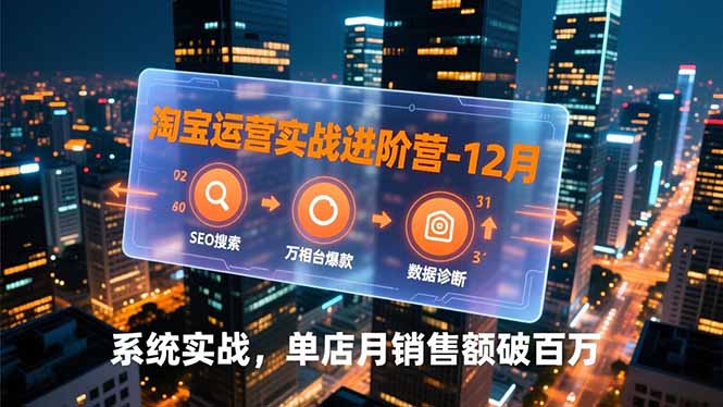 淘宝运营实战进阶营-12月:SEO搜索、万相台爆款、数据诊断,系统实战,单店月销售额破百万-初遇资源网