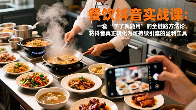 餐饮抖音实战课:一套“学了就能用”的全链路方法论,将抖音真正转化为可持续引流的盈利工具-初遇资源网