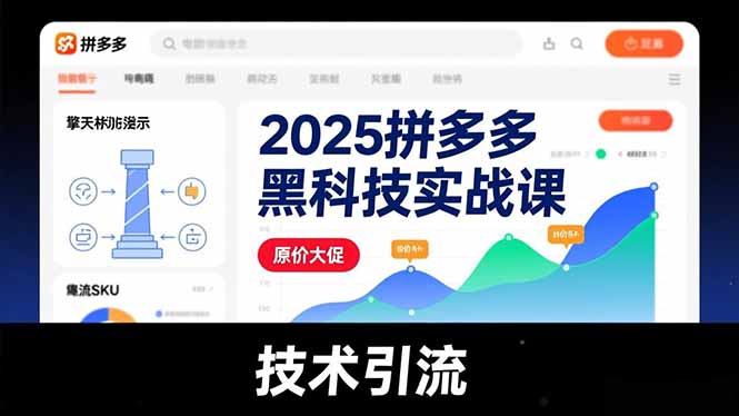 2025拼多多黑科技实战课,擎天柱玩法、爆流SKU、原价大促,技术引流,单店日销轻松破千单-初遇资源网