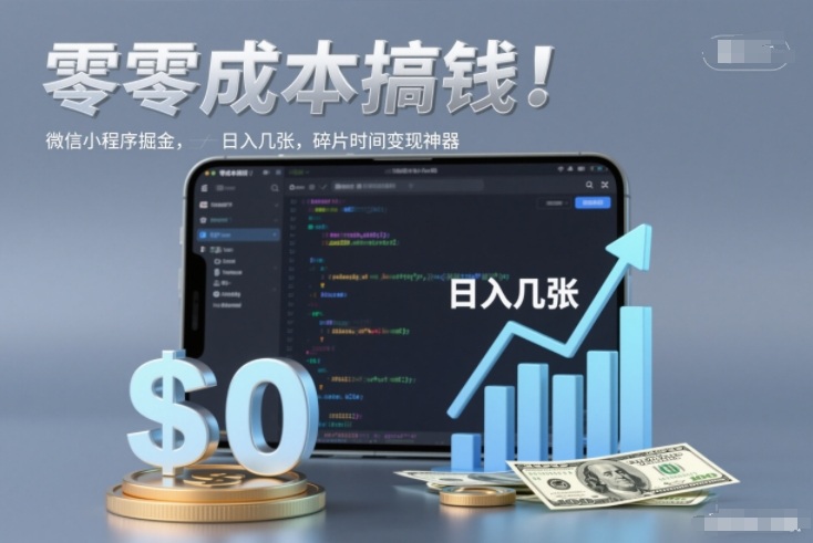 零成本搞钱,微信小程序掘金,简单易操作,日入几张,碎片时间变现神器-初遇资源网