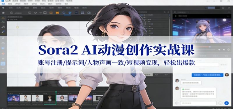 Sora2 AI动漫创作实战课:账号注册/提示词/人物声画一致/短视频变现,轻松出爆款-初遇资源网