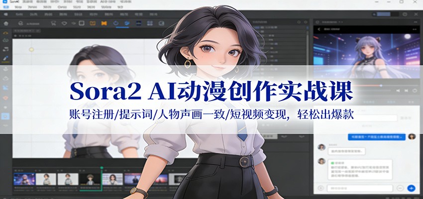 【福缘网创】Sora2 AI动漫创作实战课：账号注册/提示词/人物声画一致/短视频变现，轻松出爆款 - 初遇资源网