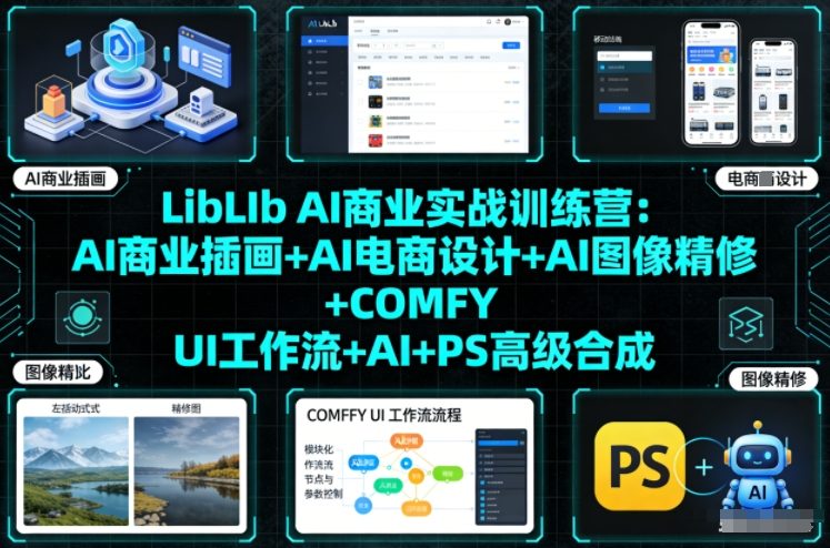 LibLIb AI商业实战训练营:AI商业插画+AI电商设计+AI图像精修+COMFY UI工作流+AI+PS高级合成-初遇资源网