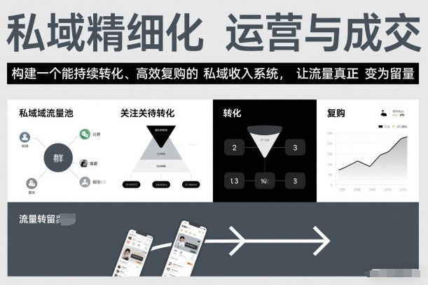 私域精细化运营与成交,构建一个能持续转化、高效复购的私域收入系统,让流量真正变为留量-初遇资源网