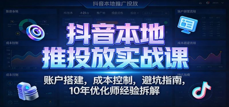 抖音本地推投放实战课：账户搭建，成本控制，避坑指南，10年优化师经验拆解-初遇资源网