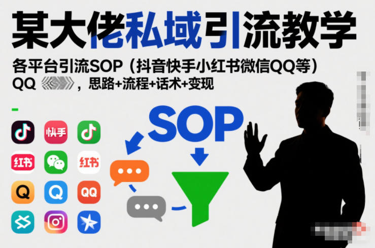 某大佬私域引流教学,各平台引流SOP(抖音快手小红书微信QQ等),思路+流程+话术+变现-初遇资源网