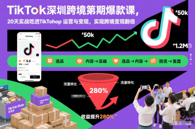TikTok深圳跨境第2期爆款课,20天实战吃透TikTok Shop运营与变现,实现跨境变现翻倍-初遇资源网