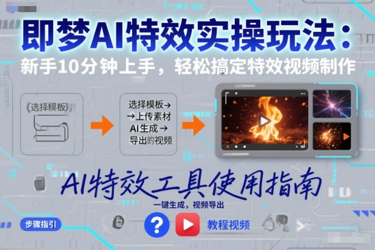 即梦AI特效实操玩法:新手10分钟上手,轻松搞定特效视频制作-初遇资源网