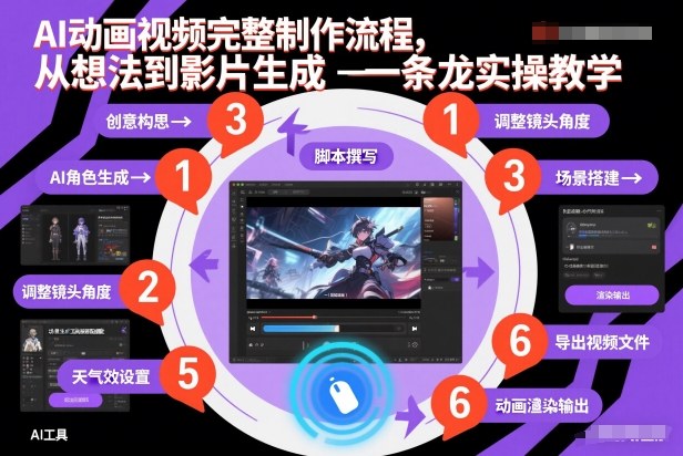 AI动画视频完整制作流程,从想法到影片生成一条龙实操教学-初遇资源网